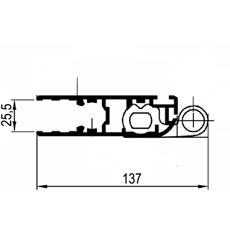 Profil vrat – pantový (5 pantů) L = 3135 mm – ND